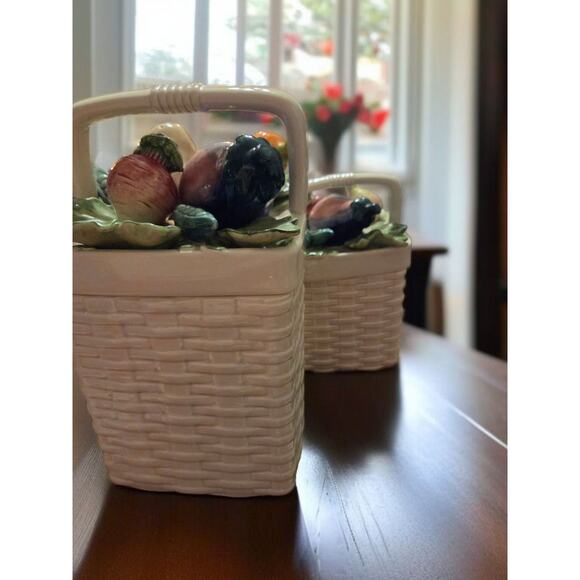 Fitz and Floyd Basketweave Kitchen Harvest Collection 4pc Canister Set w/ Lids - Picture 5 of 12